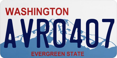 WA license plate AVR0407