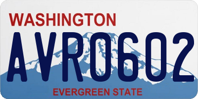 WA license plate AVR0602