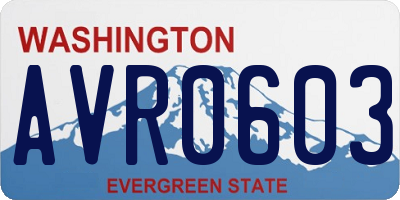 WA license plate AVR0603