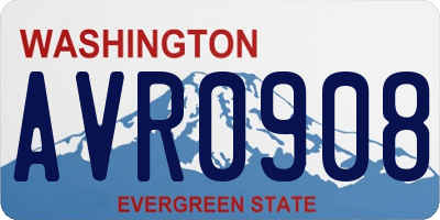 WA license plate AVR0908