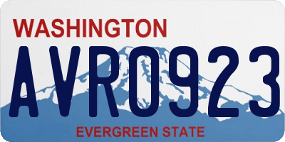 WA license plate AVR0923