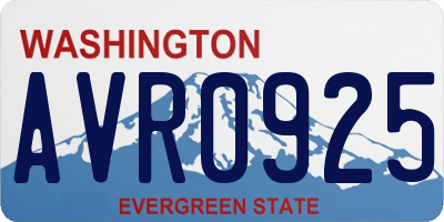 WA license plate AVR0925