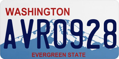 WA license plate AVR0928
