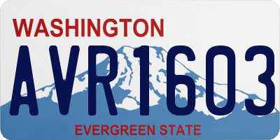 WA license plate AVR1603
