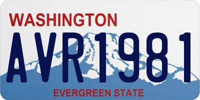WA license plate AVR1981