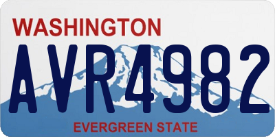 WA license plate AVR4982