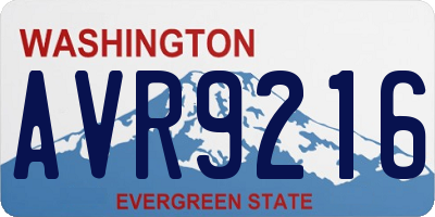 WA license plate AVR9216