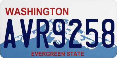 WA license plate AVR9258