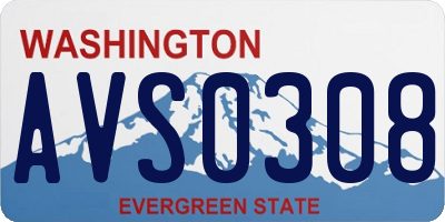 WA license plate AVS0308