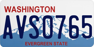 WA license plate AVS0765