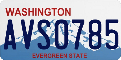 WA license plate AVS0785