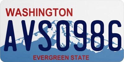 WA license plate AVS0986