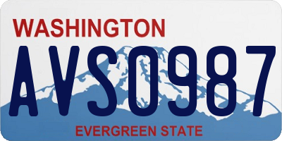 WA license plate AVS0987