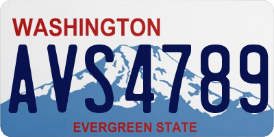 WA license plate AVS4789
