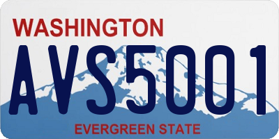 WA license plate AVS5001