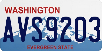 WA license plate AVS9203