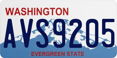 WA license plate AVS9205