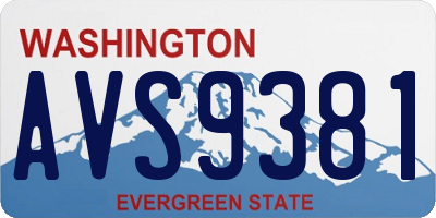 WA license plate AVS9381