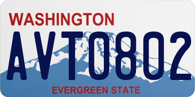 WA license plate AVT0802