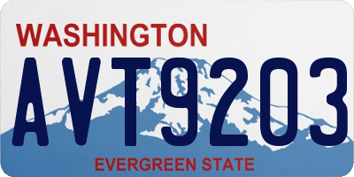 WA license plate AVT9203