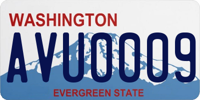WA license plate AVU0009