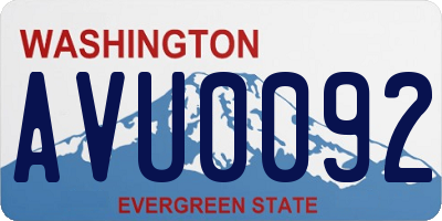 WA license plate AVU0092