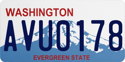 WA license plate AVU0178