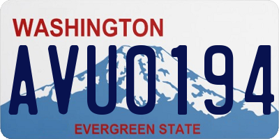 WA license plate AVU0194