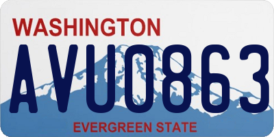 WA license plate AVU0863