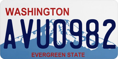 WA license plate AVU0982
