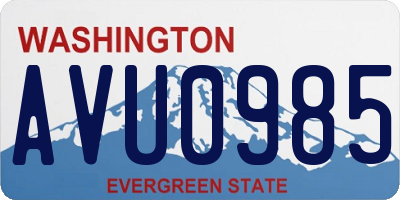 WA license plate AVU0985