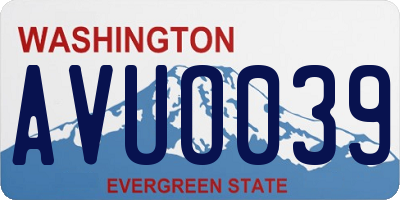 WA license plate AVUO039