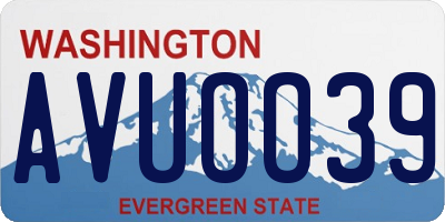 WA license plate AVUOO39