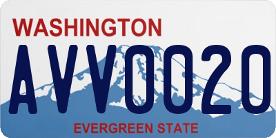 WA license plate AVV0020