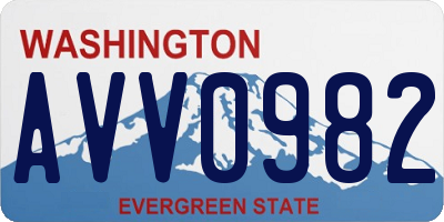 WA license plate AVV0982