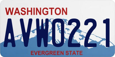 WA license plate AVW0221