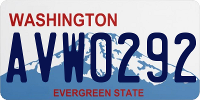 WA license plate AVW0292