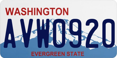 WA license plate AVW0920