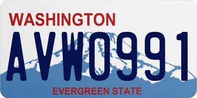 WA license plate AVW0991