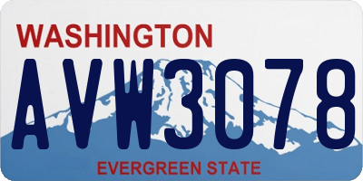 WA license plate AVW3078