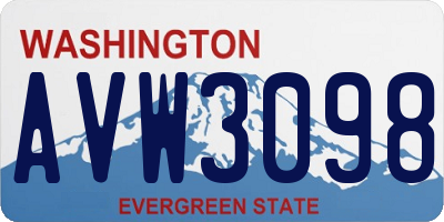 WA license plate AVW3098