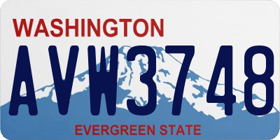 WA license plate AVW3748