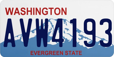 WA license plate AVW4193