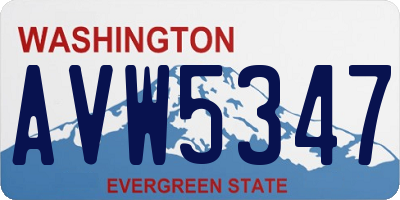 WA license plate AVW5347