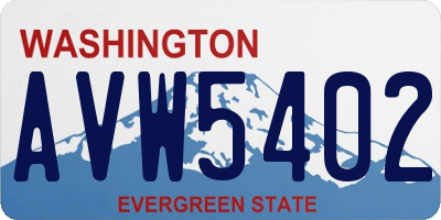 WA license plate AVW5402