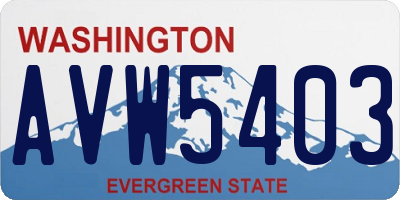 WA license plate AVW5403