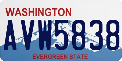 WA license plate AVW5838