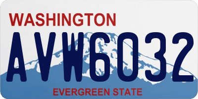 WA license plate AVW6032