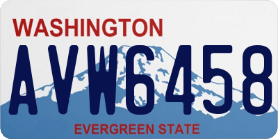 WA license plate AVW6458