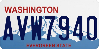 WA license plate AVW7940